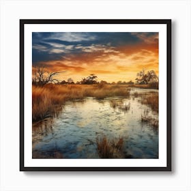 Sunset In The Prairie Art Print