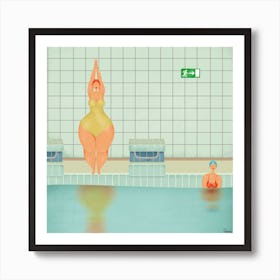 Swimmer 4 Square Art Print