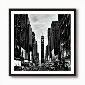 Times Square In Black And White Art Print