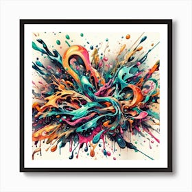 Abstract With Colorful Splashes Art Print