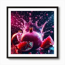 Pomegranate With Water Splash 1 Art Print