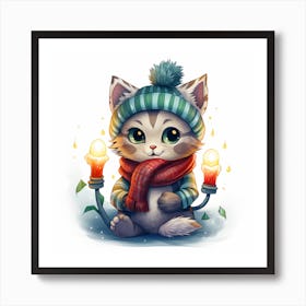 Christmas Kitten 1 Art Print