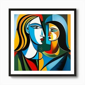 Two Women Abstract Women Art Print