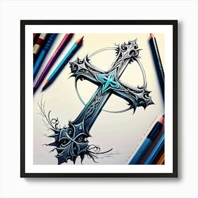 Cross Tattoo Design 1 Art Print