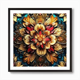 3d Floral Wallpaper 1 Art Print