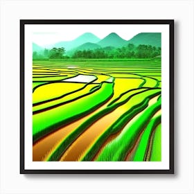 Rice Field - Rice Field Stock Videos & Royalty-Free Footage Art Print