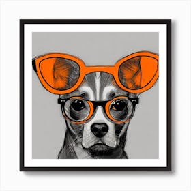 Dog in glasses Art Print