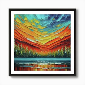 Sunset Over Lake Art Print