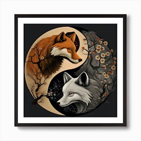 Yin Yang Fox Art Print