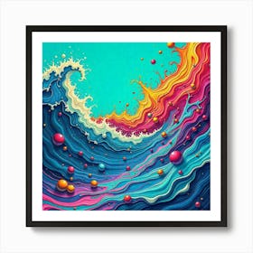 Colorful Wave Painting Art Print