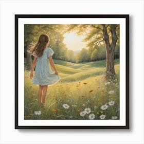 Girl In The Meadow Art Print