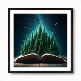 Open Book With Trees Affiche