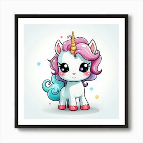 Cute Cartoon Unicorn 1 Art Print