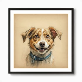 Happy Dog Portrait Art Print