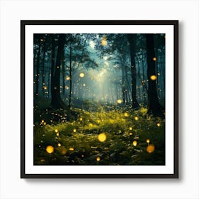 A Dreamy Land Of Fireflies Art Print