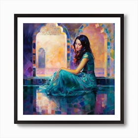 Moroccan Girl In Blue Dress Art Print