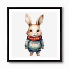 Cute Bunny In Sweater Art Print