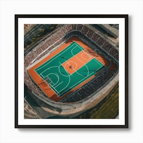 Aerial View Of A Basketball Court Art Print