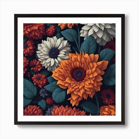 Abstract Floral Wallpaper Art Print