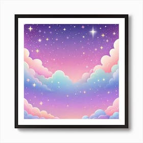 Sky With Twinkling Stars In Pastel Colors Square Composition 232 Art Print