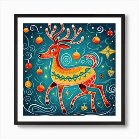 Christmas Deer Vector Art Print