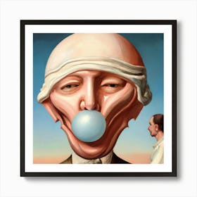 Man Blowing A Bubble Art Print