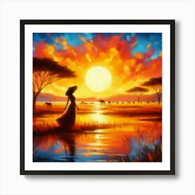 Sunset In The Savannah 3 Art Print