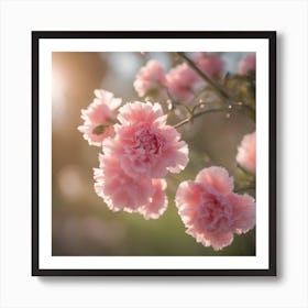 A Blooming Carnation Blossom Tree With Petals Gently Falling In The Breeze Art Print