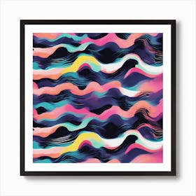 Minimalism Masterpiece, Trace In The Waves To Infinity + Fine Layered Texture + Complementary Cmyk C (25) Art Print