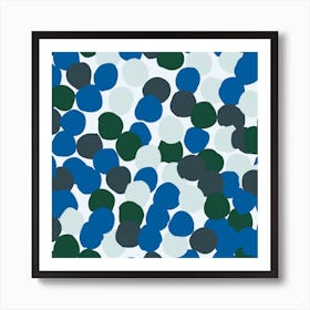 Blue And Green Polka Dot Pattern Square Art Print