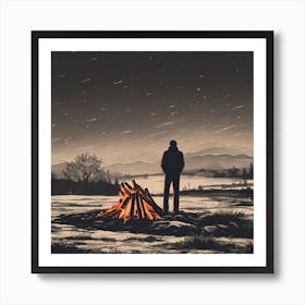 Lonely fire Art Print