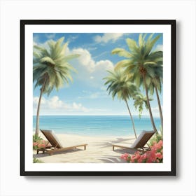 Of Palm Trees On The Beach Art Print