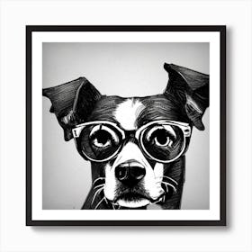 Dog With Glasses 7 Art Print