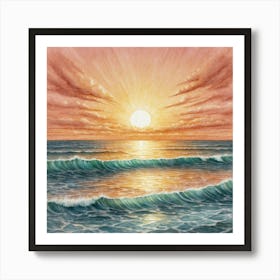 Sunset At The Beach 1 Art Print