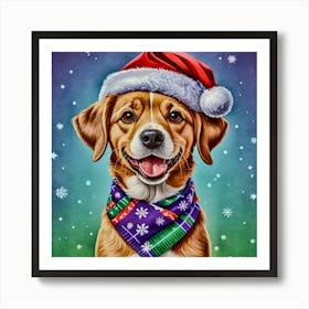 Beagle Christmas Painting Art Print