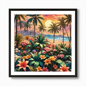 Tropical Landscape Painting Art Print