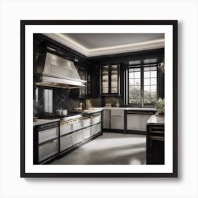 Black And Gold Kitchen Art Print