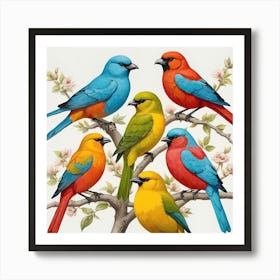 Birds On A Branch Art Print