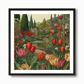 Tulips In The Garden 35 Art Print