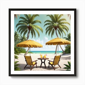 Beach Chairs On The Beach Art Print