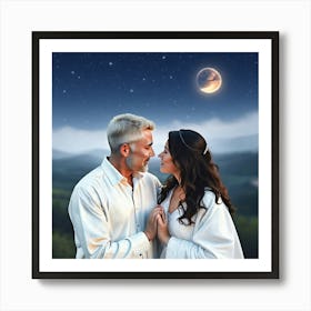 Couple In The Moonlight Art Print