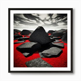 Piedras De Lava Negra, Sobre Un Mar Rojo Art Print