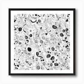 Black And White Doodles 1 Art Print