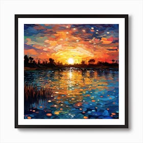 Sunset By The Lake 1 Art Print