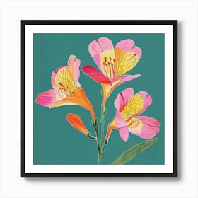 Freesia 3 Square Flower Illustration Art Print