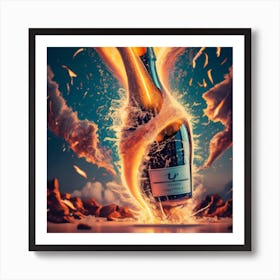 Champagne Bottle Exploding Art Print