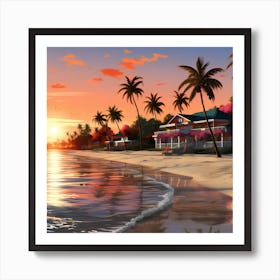 Sunset On The Beach Art Print