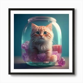 Cat In A Jar Art Print