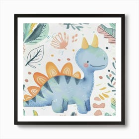 Cute Muted Pastels Stegosaurus Dinosaur  2 Art Print