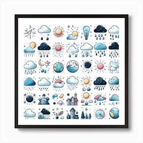 Weather Icons Set 2 Art Print